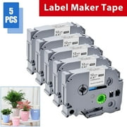 EEEkit 5-Pack P Touch Label Tape Replacement for Brother TZe-231 TZe TZ Tape 12mm 0.47 Laminated White Fit for Brother Label Maker PT-D210 PT-D220 PT-H110 PT-D400 PT-D610BT D410 D600 D460BT
