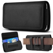 EEEkit Large Cell Phone Holster Case, Belt Clip Phone Holder Pouch Fit for iPhone 17, 16, 15, 14, 13 Series, Pro Models, Black