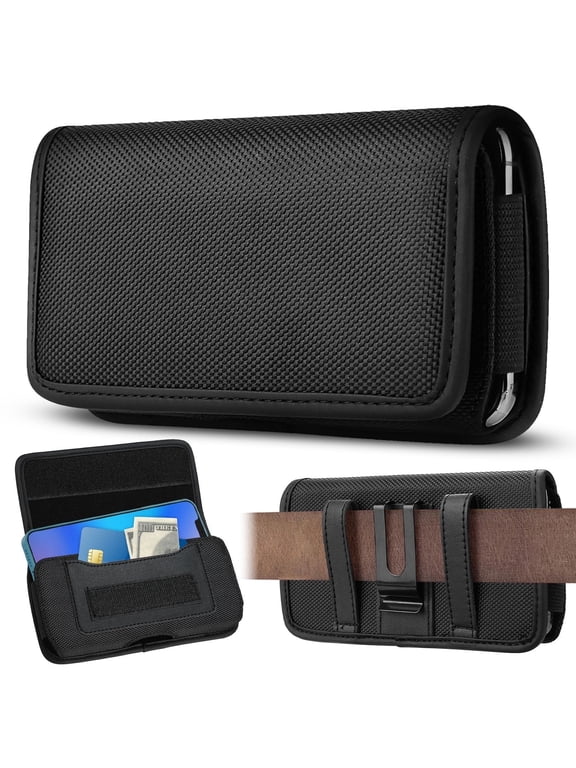 Large Cell Phone Holster Case, Belt Clip Phone Holder Pouch Fit for iPhone 17, 16, 15, 14, 13 Series, Pro Models, Black