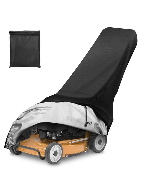 EEEkit Lawn Mower Cover, Waterproof Walk-Behind Push Weeder Cover with Drawstring, 75.1 x 26.3 x 43.3", Black
