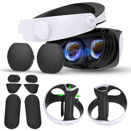 EEEkit Lens Protector Cover for PS VR2, Silicone Pad for VR2 Sense Controllers, Anti-Slip/Dustproof, Anti-Scratch/Anti-Grease, Easy to Wash and Air Dry, Lightweight Accessories for Playstation VR2