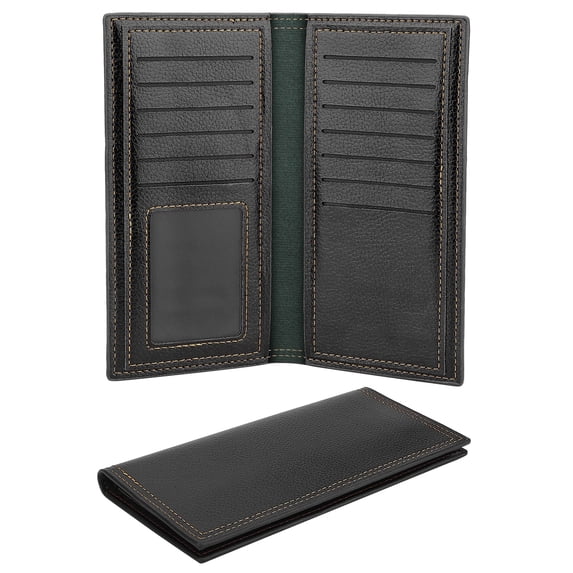 EEEkit Long Bifold Wallet for Men, Slim PU Leather Purse, RFID Blocking Credit Card Holder, Black