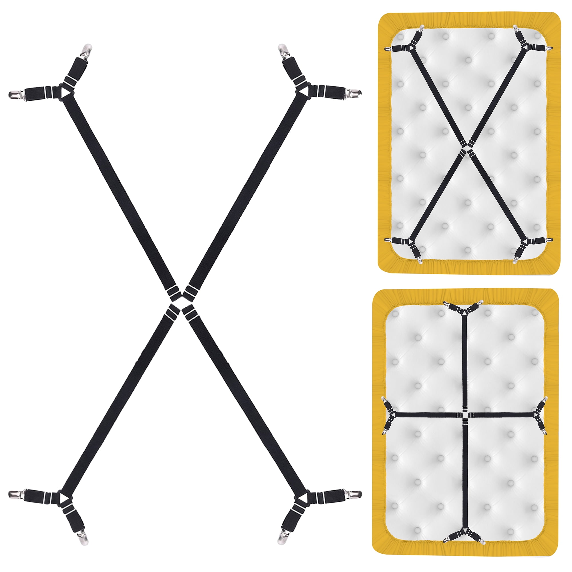 Adjustable Bed Sheet Fasteners Suspenders, Elastic Sheet Band Straps Clips,  Cover Grippers Suspenders Holder For Mattress Pad Cover, Sofa Cushion, -  Temu