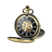 Men's Skeleton Mechanical Pocket Watch, Retro Roman Numerals, 3 Colors