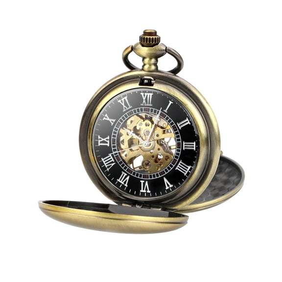 EEEkit Men's Skeleton Mechanical Pocket Watch, Retro Roman Numerals, 3 Colors