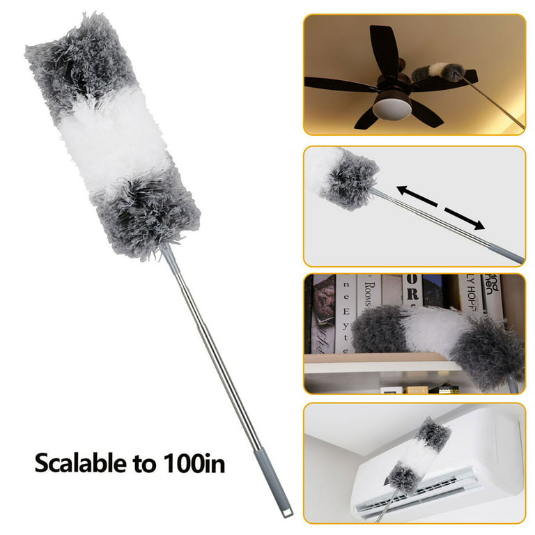 Eeekit Microfiber Duster With Extension Pole 100 Extra Long Bendable Head For Cleaning High Ceiling Fan Furniture Cobweb Com