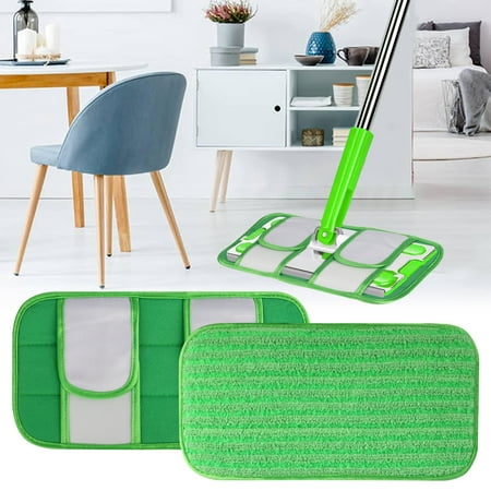 EEEkit Microfiber Replacement Pads Fit for Swiffer Sweeper Mop, Dry & Wet Use - 2Pcs Green