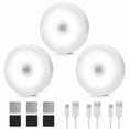 thumbnail image 1 of EEEkit Motion Sensor Puck Lights, Wireless 10 LED Under Cabinet Lighting, USB Rechargeable (3Pcs, White), 1 of 9