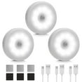 thumbnail image 1 of EEEkit Motion Sensor Puck Lights, Wireless 10 LED Under Cabinet Lighting, USB Rechargeable (3Pcs, White), 1 of 9