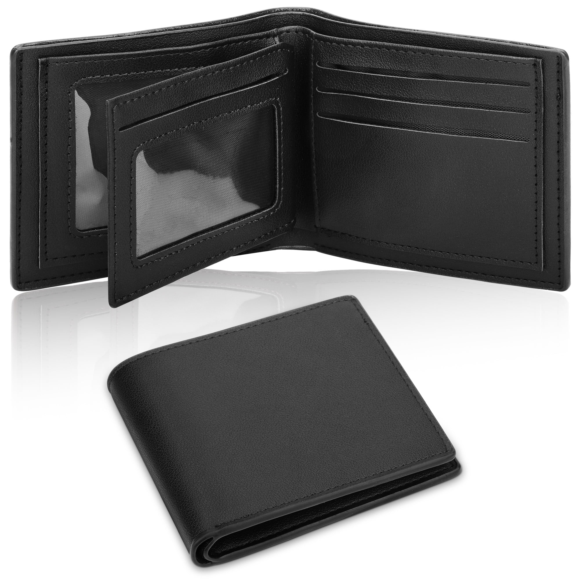EEEkit PU Leather Bifold Wallet for Men, Slim Card Holder, Minimalist