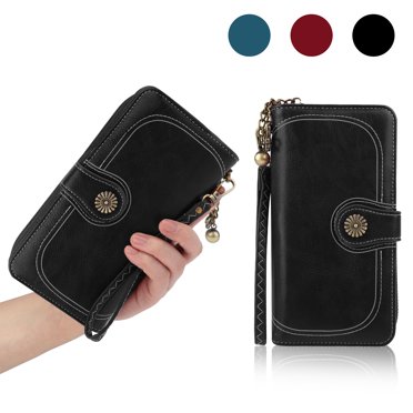 Women's Faux Leather Long Clutch Wallet – Card Holder, Zip-Around, Photo Holder, Valentine's Day Gift