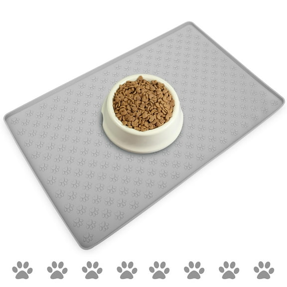 EEEkit Pet Food Mat, 18.5 x 11.8'' Waterproof Bowl Placemat for Dog and Cat