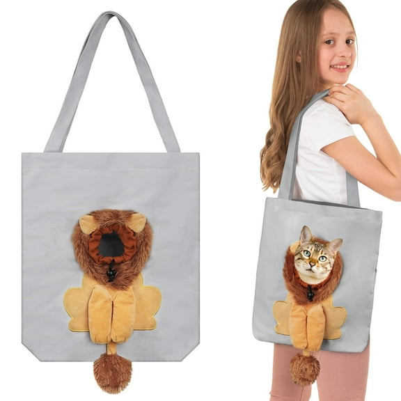 EEEkit Pet Shoulder Bag, Lion-Shaped Show Head Pet Canvas Carrying Bag for Small Cats, Dogs
