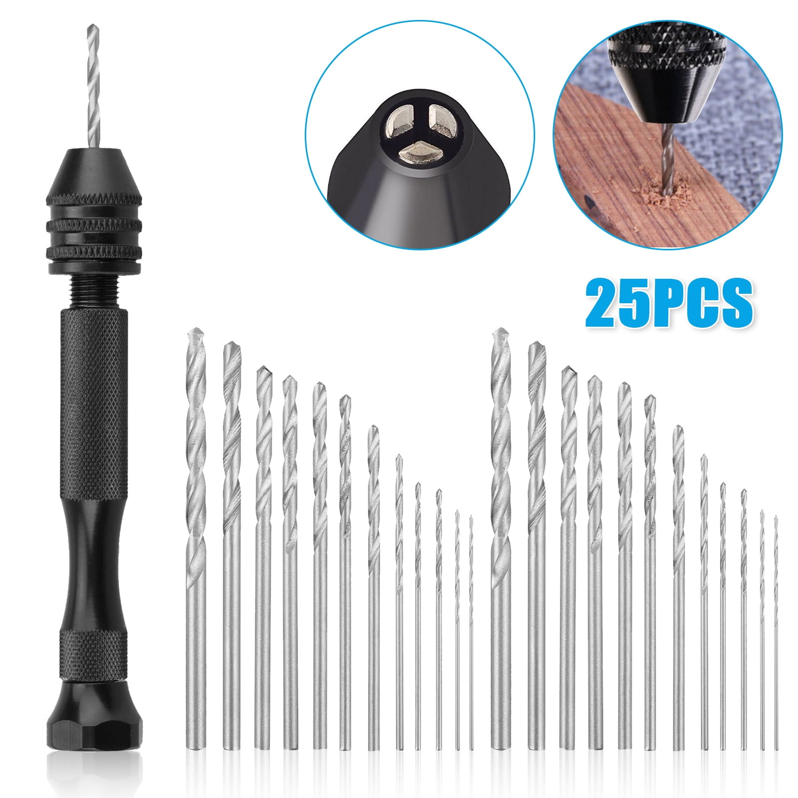 EEEkit Pin Vise Hand Drill and 24pcs Micro Twist Drill Bits for Metal