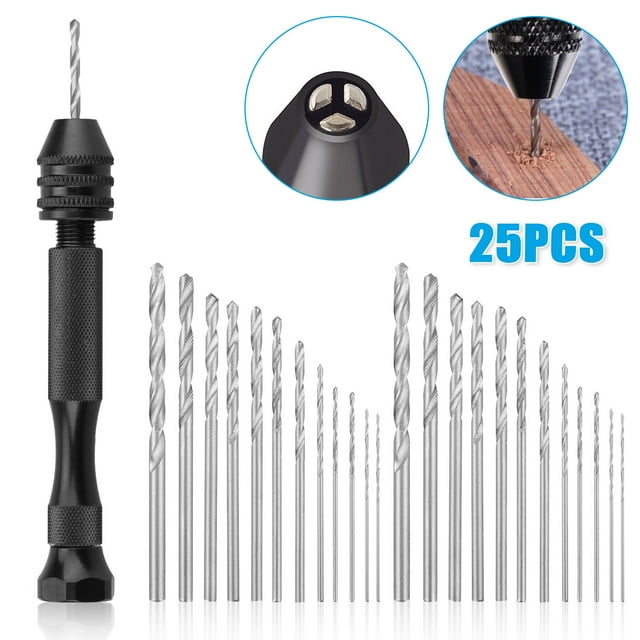 EEEkit Pin Vise Hand Drill and 24pcs Micro Twist Drill Bits for Metal
