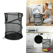 EEEkit Pop-up Mesh Laundry Hamper, Black Collapsible Storage Basket with Handles for Dirty Clothes