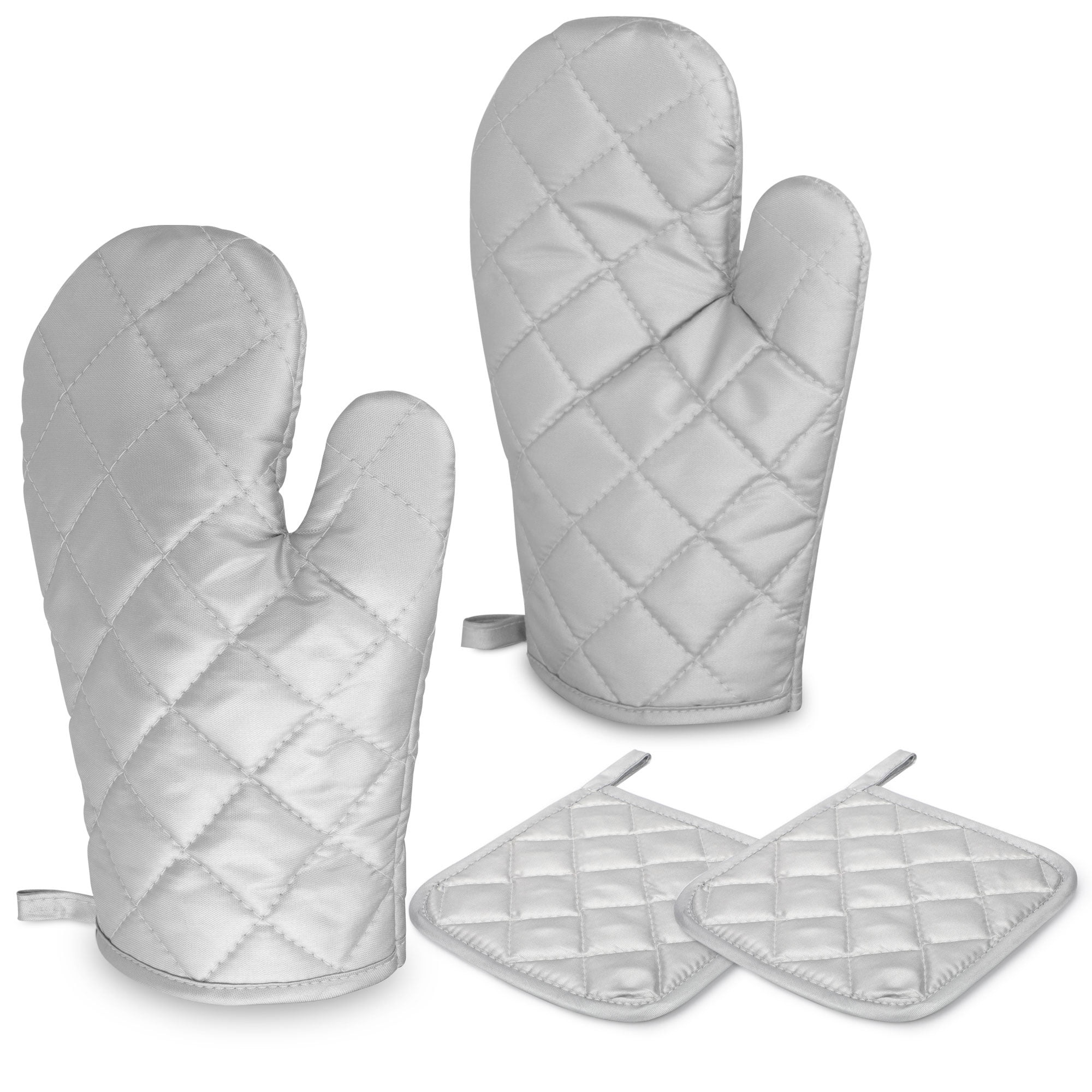 EEEkit Pot Holders and Oven Mitts Set, 842℉ Heat Resistant 2pcs Oven Gloves and 2pcs Hot Pads