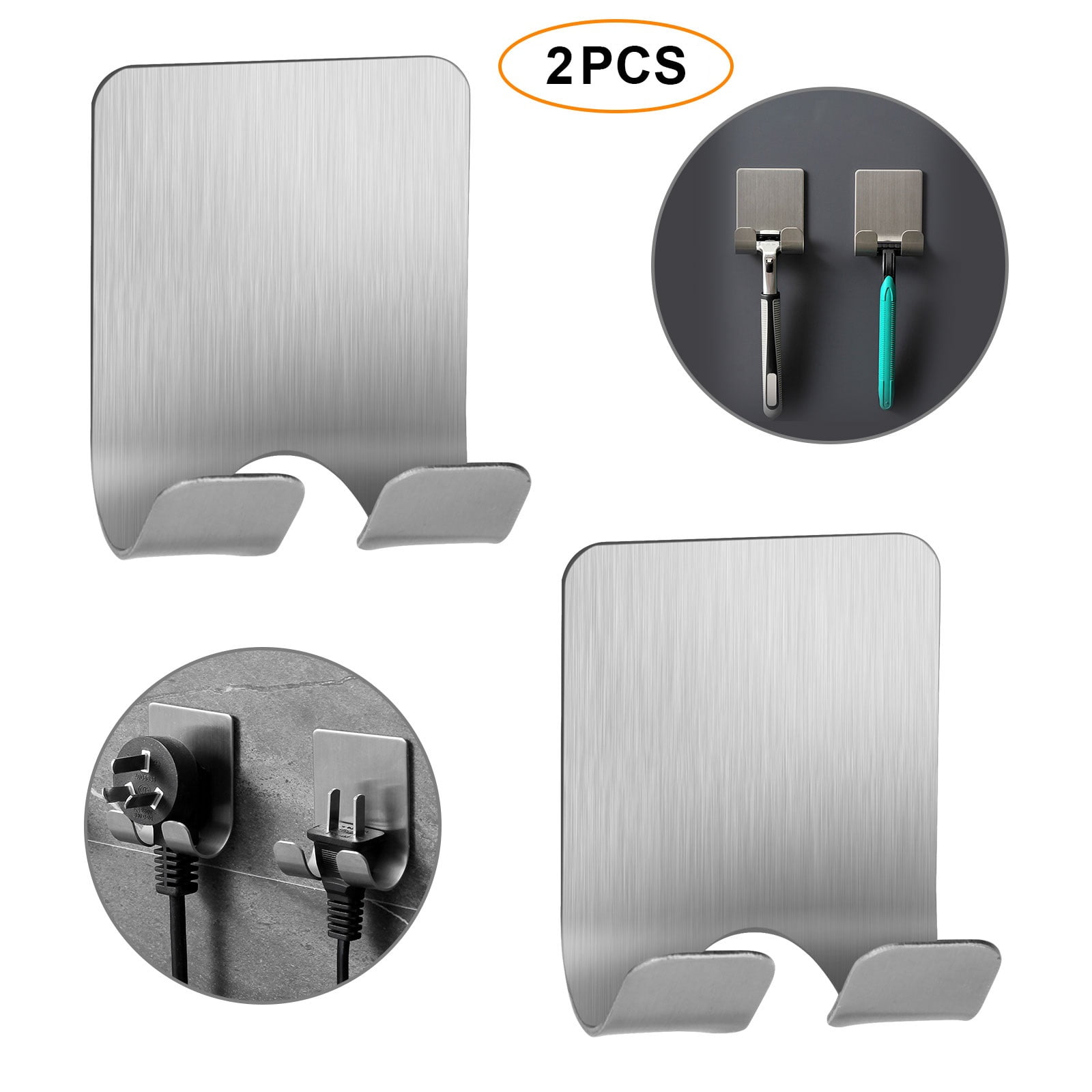 pickpiff 4-Pack Shower Hooks for Inside, Extra Sticky Stainless, Razor  Holder Wall Mounted, Shower Accessories, Self-Adhesive Double Hooks for  Razor