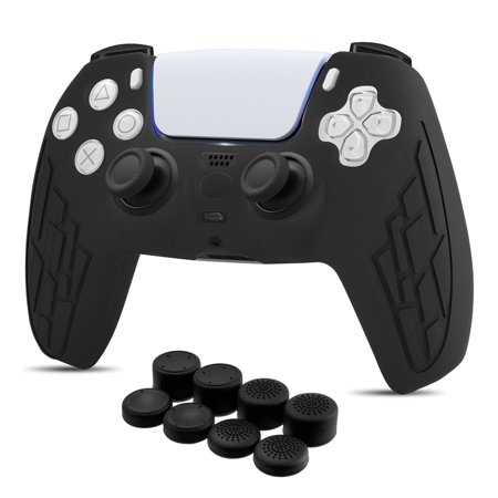 EEEkit Silicone Cover Case Fit for Sony PS5 Controller, Protector Skin Case with 8 Thumb Caps, Soft Anti-Slip Anti-scratch Sweatproof Grip Shell for PlayStation 5 Controller