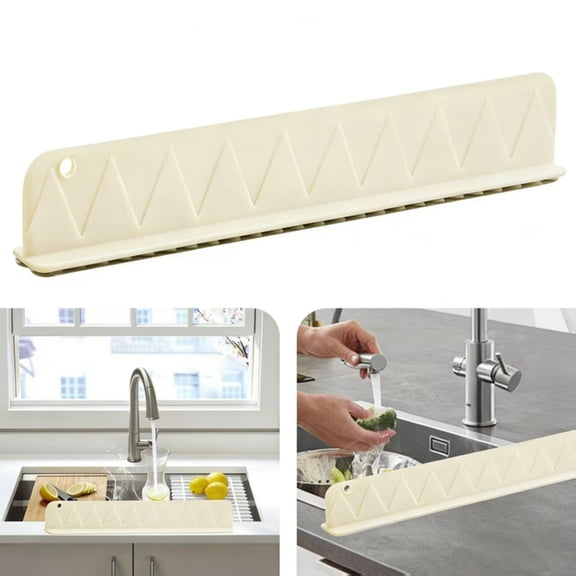 EEEkit Silicone Kitchen Sink Splash Guard, 19.7" Waterproof Sink Splash Protector with Suction Cups for Faucet and Dishwasher, White