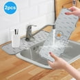 thumbnail image 1 of EEEkit Silicone Sink Splash Guard, 5.5 x 14.6" Faucet Splash Guard, Kitchen Drip Catcher with Slope & Drain Outlet, Gray, 1 of 6