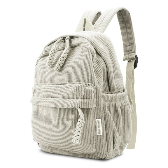 EEEkit Small Corduroy Backpack, Lightweight Travel Bag with Zipper, Casual Bookbag for School