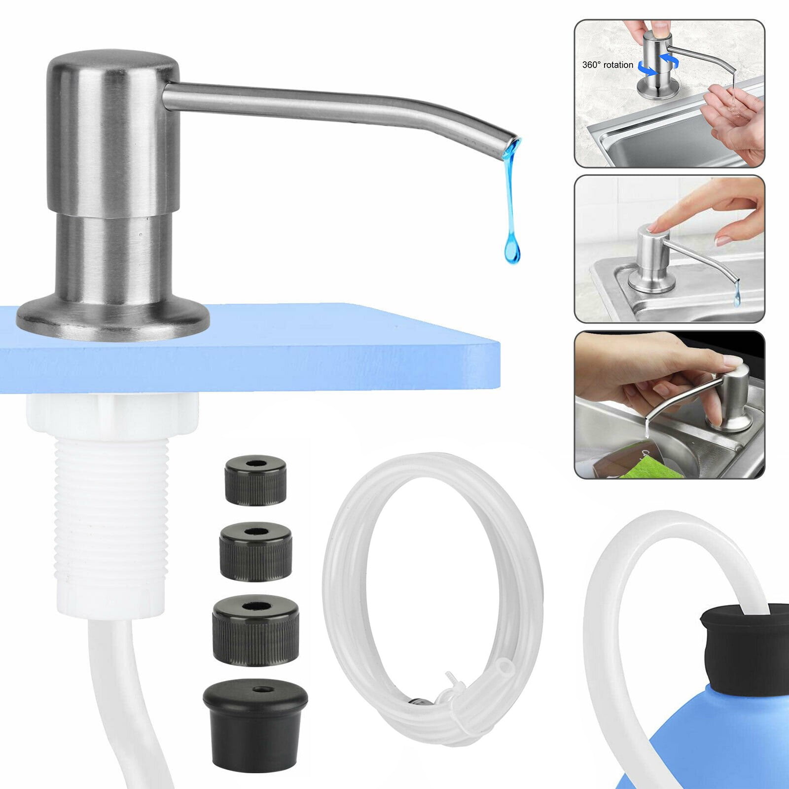 Samodra Sink Soap Dispenser and Extension Tube Kit, ABS Pump Head Bronzed  Built in Design with 39” Extension Tube to Soap Bottle, No More Messy  Refills(No Bottle)