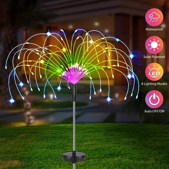 EEEkit Solar Firework Light with 120 LEDs and 8 Lighting Modes, Waterproof Outdoor Garden Light for Pathway