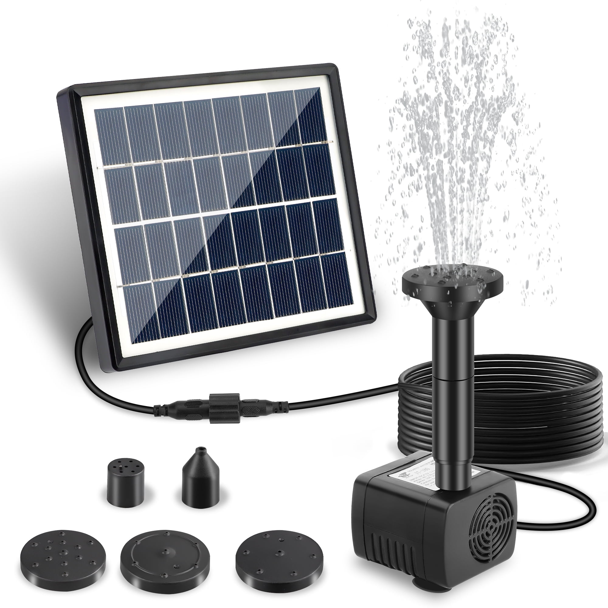 EEEkit Solar Fountain Pump for Bird Bath, Outdoor Solar Water Pump with 5 Nozzles for Pond, Fish Tank, Aquarium, 2W