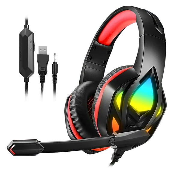 EEEkit Stereo Gaming Headset Fit for PS4/PS5/PC/Xbox, Wired Over-Ear Headphone with Noise Canceling Mic
