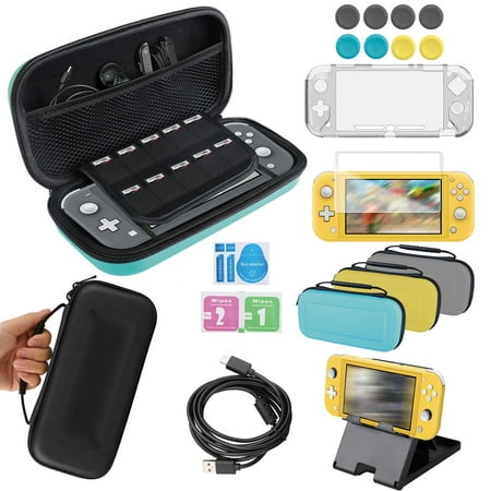 EEEkit Switch Lite Accessories Bundle, 9-in-1 Accessories Kit Fit for Nintendo Switch Lite Console with Carrying Case, Protective Cover Case, Adjustable Stand, Thumb Grips, Cable(Christmas Gift Pack)