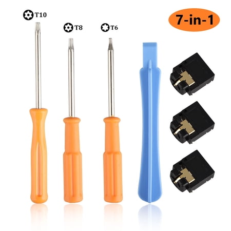 EEEkit T6 T8 T10 Screwdrivers Repair Tools for Xbox One/Xbox 360/PS4/PS3 Controller with 3 Replacement Headphone Jack Plug Port & Prying Tool