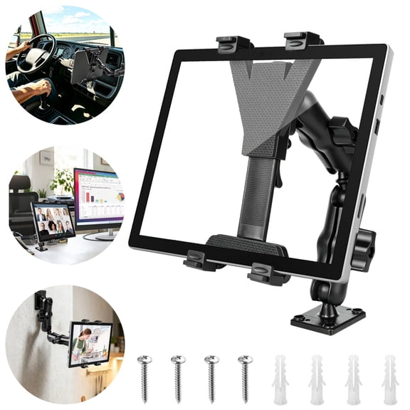 EEEkit Tablet Mount for Truck, Heavy Duty Drill Base Tablet Holder for Dashboard and Wall, 360 Rotation Car Mount Fit for 7"11.5" iPad Pro and Samsung Tablets