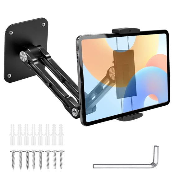 EEEkit Tablet Wall Mount Holder, 360 Rotation Adjustable Wall Holder, with Aluminum Extendable Arm for All 4.9"-13" Phones & Tablets