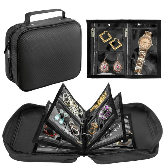EEEkit Travel Jewelry Case with Handle, Jewelry Organizer with 6 Detachable Pouches for Women