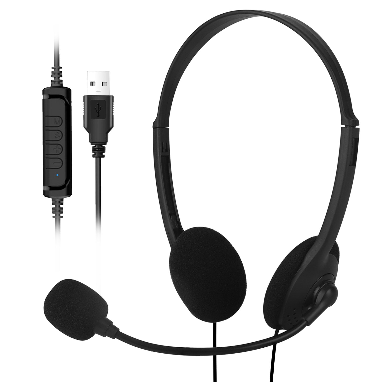 EEEkit USB Wired Headset with Noise Cancelling Microphone Volume Control for Laptop PC Walmart