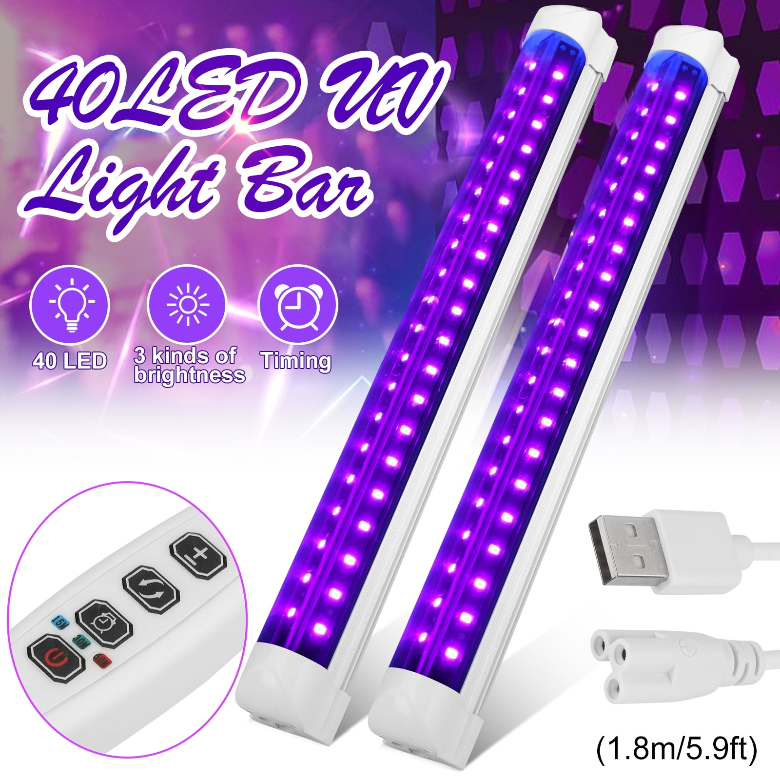 Purple Background Light,Black Lights for Glow Party,Wire Control