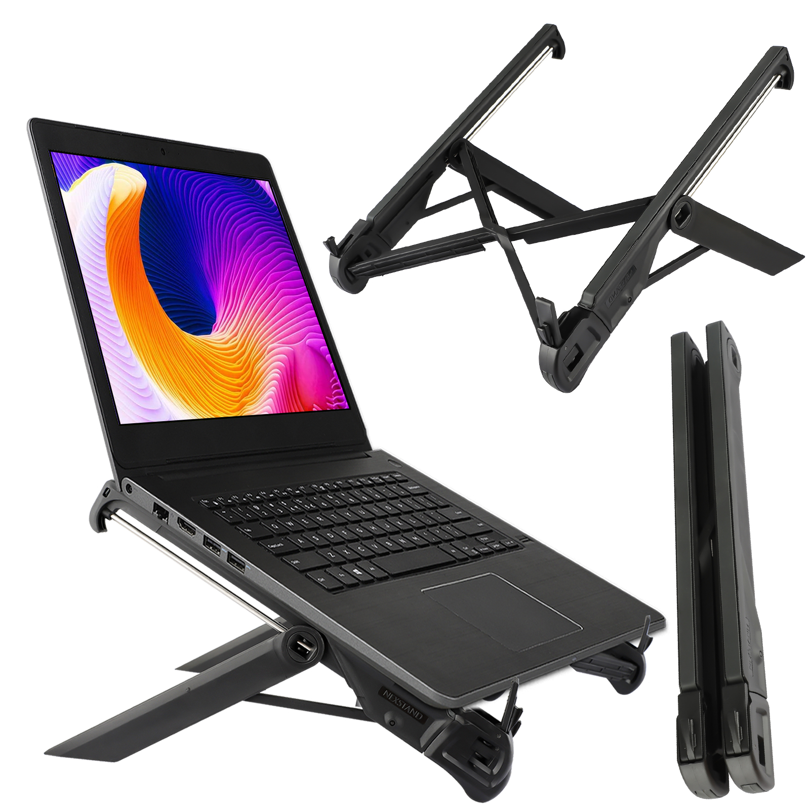 EEEkit Universal Laptop Stand with Height Adjustment, Ventilated Desktop Holder Supports iPad, Tablet, MacBook, Black - image 1 of 9