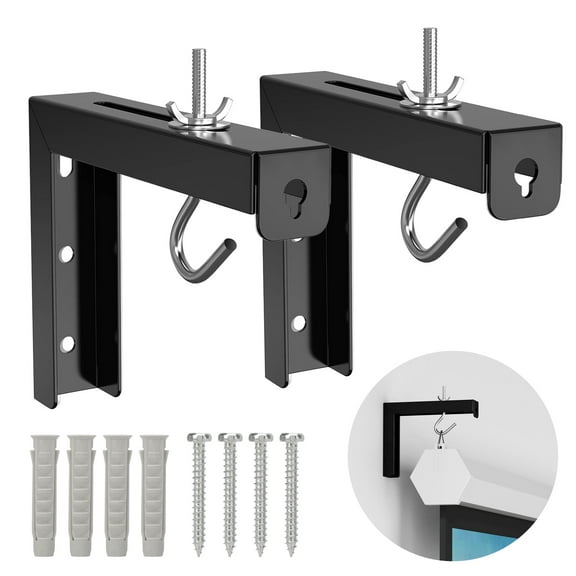 EEEkit Universal Projector Screen Wall Ceiling Mount, Hanging L-Bracket, 6-inch Adjustable Mounting Drop Hooks Kit, Weight Capacity 66 lbs