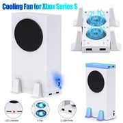 EEEkit Vertical Cooling Fan Stand for Xbox Series S Console, 2-in-1 Top & Bottom Enhanced Fan Cooling System w/ 3 Level Adjustable Speed, 2 Extra USB Ports, Accessories Fit for Xbox Series S