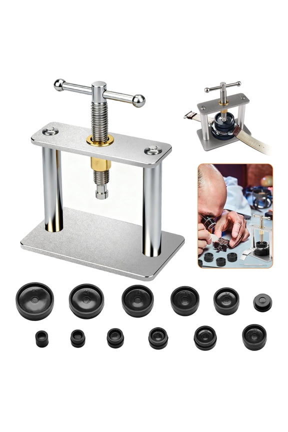 Watch Press Tool Set, Watch Battery Replacement Tool Kit, Watch Back Case Closer with 12pcs Molds, Watch Repair Tool