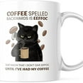 EEFFOC Is Coffee Spelled Backwards Mug Funny Cat Design 11 OZ
