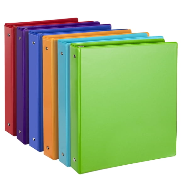 EEHZTSI 1 inch 3 Ring Binder, Presentation View Binder, Letter Size, 6 Packs, Assorted
