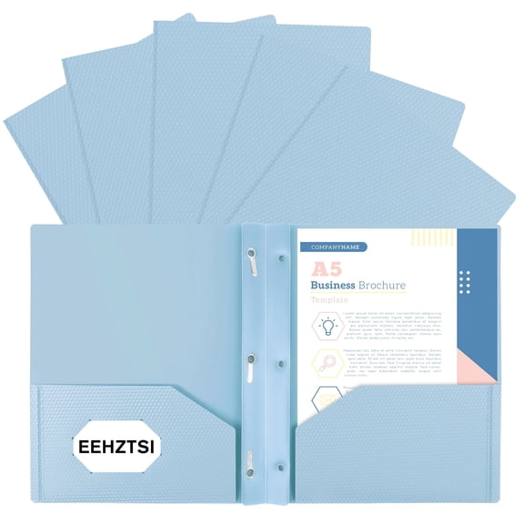 EEHZTSI Pastel Plastic 2-Pocket Folders with 3 Prong Fasteners, Holds 8-1/2" x 11" Paper, 12 Packs for School, Office, Home