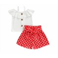 thumbnail image 1 of Summer Toddler Baby Girl Clothes Off Shoulder Ruffle Sling Crop Tops Short Pants 2Pcs Outfits, 1 of 7