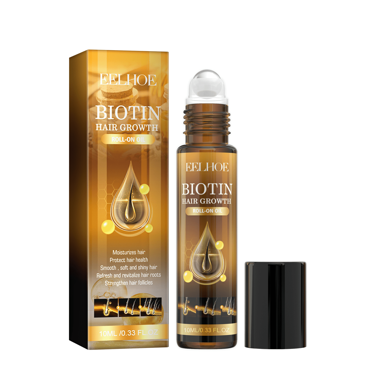 EELHOE Biotin Premium Hair Growth Roll-On Oil, Prevent Hair Loss And Nourish Hair Follicles For Shiny, Dense And Solid Hair Care
