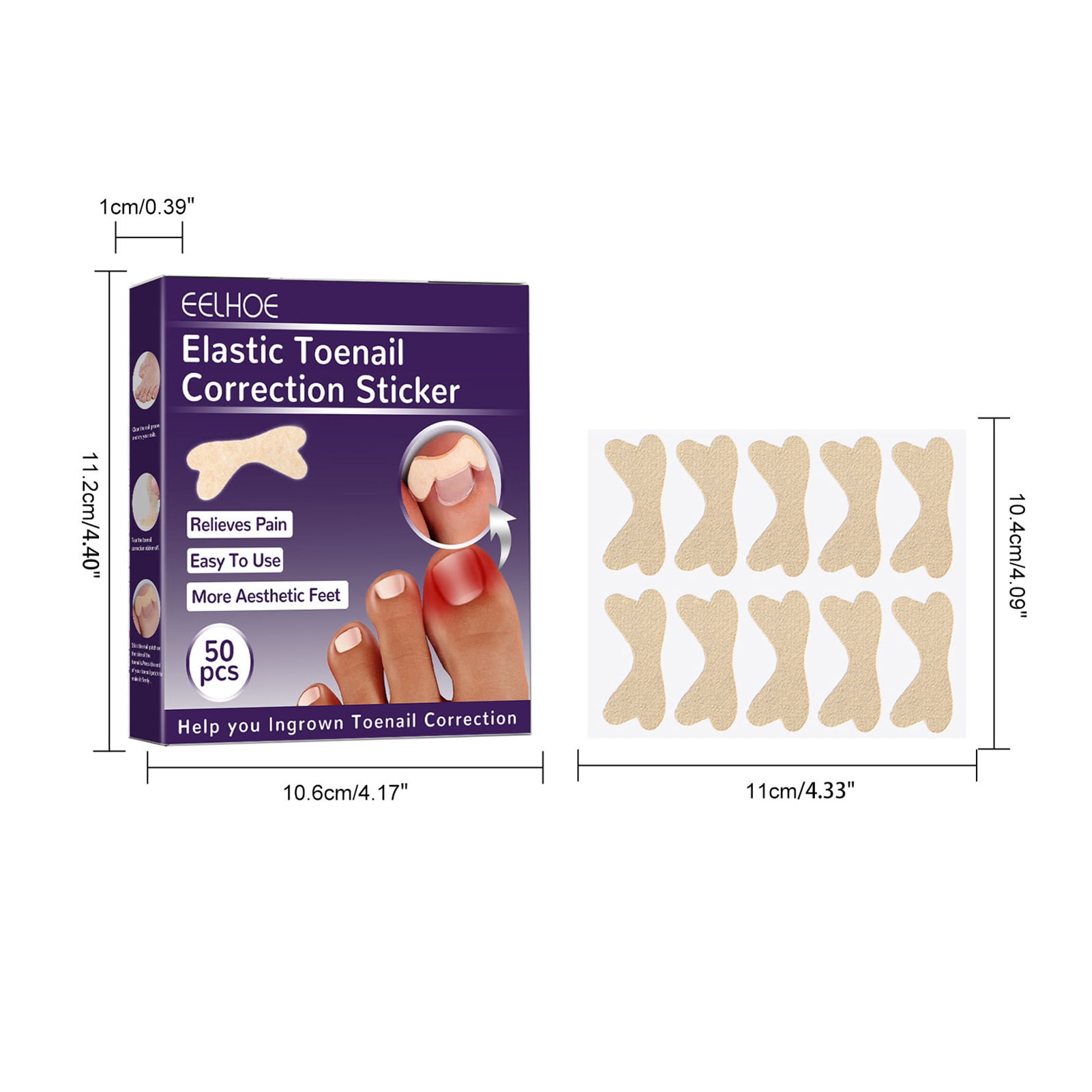 EELHOE Toenail Correction Sticker,Adhesive Feet Toenail Stickers