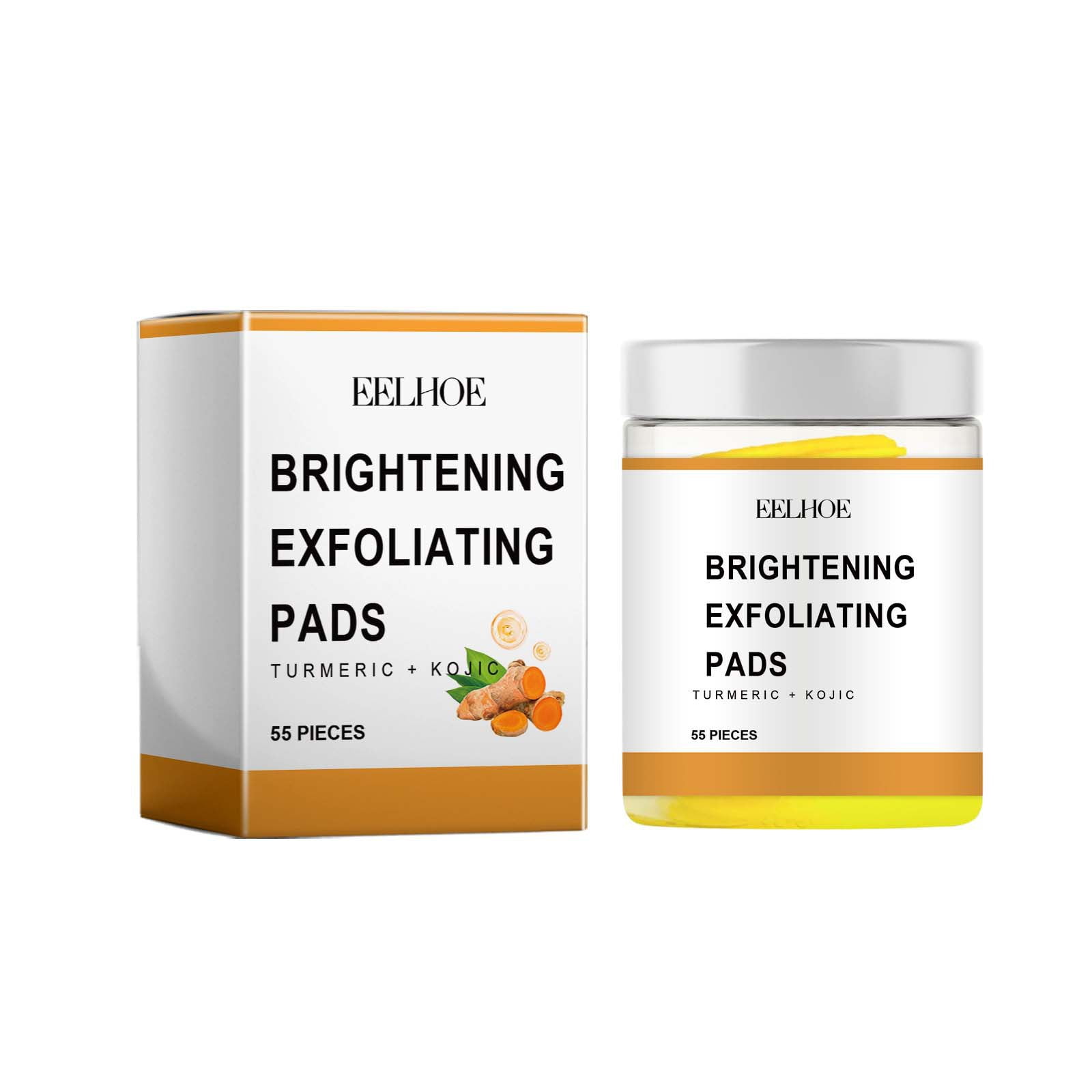 EELHOE Turmeric Exfoliating Pads Face Oil Control Kojic Acid for Face Exfoliating Facial Dead