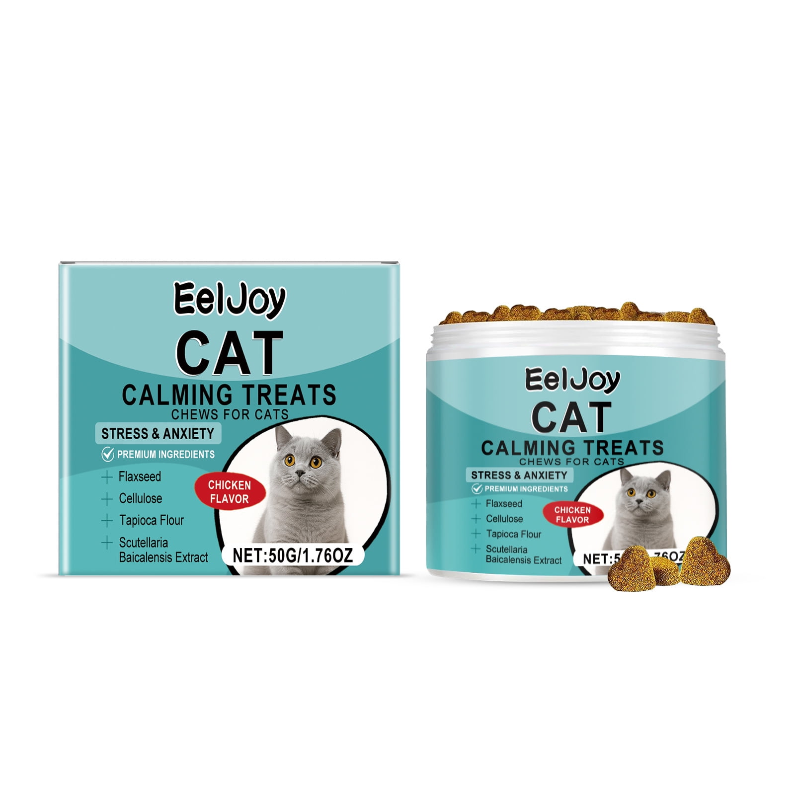 EELJOY Cat Snack Chewable Tablets Daily Cat Nutrition and Emotional Care Chicken Flavored Snack Tablets