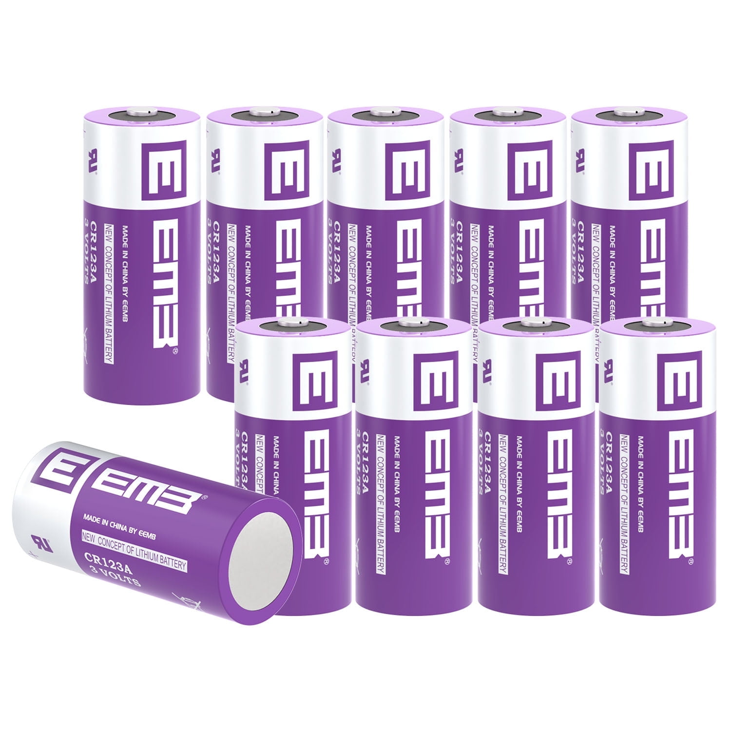 EEMB 10PACK CR123A Lithium Batteries 3V 1700mAh CR123 Battery with High Capacity for Flashlight Toys Alarm System Non-Rechargeable Battery